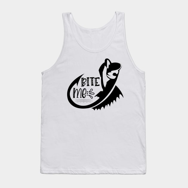 Less Talk More Fishing - Gift For Fishing Lovers, Fisherman - Black And White Simple Font Tank Top by Famgift